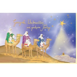 Skorpion Christmas Greeting Card Gold Foil and Blind Embossing Three Kings - with Envelope
