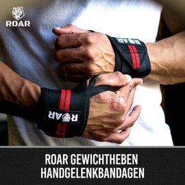 Roar Wrist Bandages Wrist Bandage for Fitness, Wrist Support, Bodybuilding, Weight Sports & Crossfit (Red)