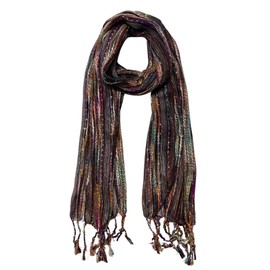 Humble Hilo Multi-Colored Scarf/Shawl for Women Lightweight Head or Neck Scarf (Light Brown/Purple)