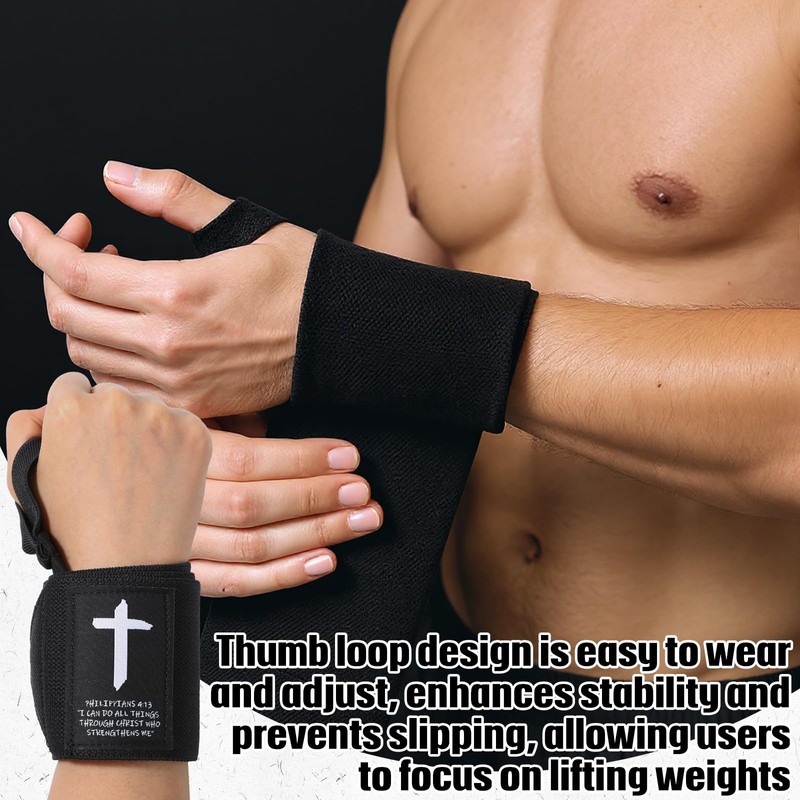 Simgoing Cross Faith 25" Wrist Wraps for Weightlifting, Wrist Straps