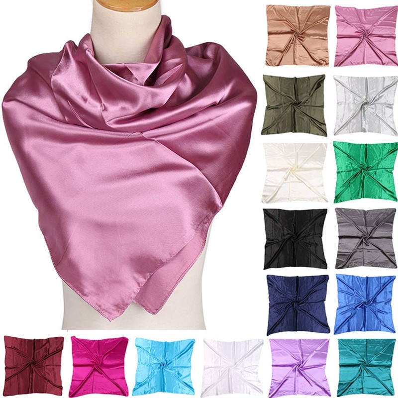 35" Womens Large Satin Square Scarf Silk Feeling Hair Wrapping