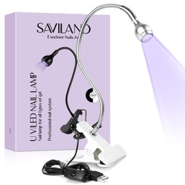 Saviland U V Light for Nails – Mini White LED Nail Lamp with Securing Clip Rotatable Nail Dryer Nail Art U V lamp (3W) for Curing Gel Nail Polish U V Gel Nails U V Nail Lamp for Home DIY Manicure