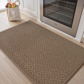 PADOOR Kitchen Floor Mat, Rubber Backed Kitchen Rugs Non Slip Washable, Super Absorbent Kitchen Mats for Floor Front of Sink, 20"x32" Brown