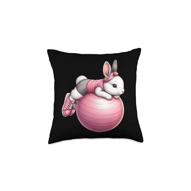 Easter Bunny on Exercise Ball Gym Fitness Workout Training Throw