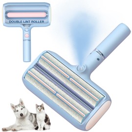 New Upgraded Double Roller Pet Hair Remover with Spray Function, Easy to Use Pet Hair Removal Tool, Reusable Lint Roller, Cat,Dog Hair Remover for Furniture, Couch, Carpet, Clothing,Bedding(Blue Pink)