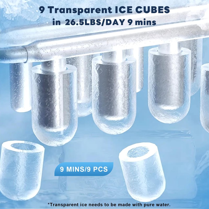 Ice Maker, iceBlue 5 Levels of Bullet Ice Sizes Countertop