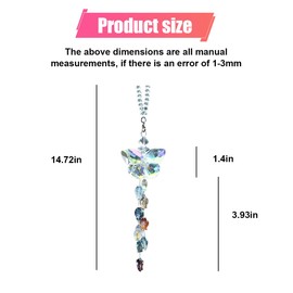 DUSCOKE Bling Butterfly Car Hanging Ornament, Crystal Glass Car Rear View Mirror Charm, Lucky Auto Interior Pendant Present, Cute Vehicle Decoration Accessories for Women (Colorful Fish)
