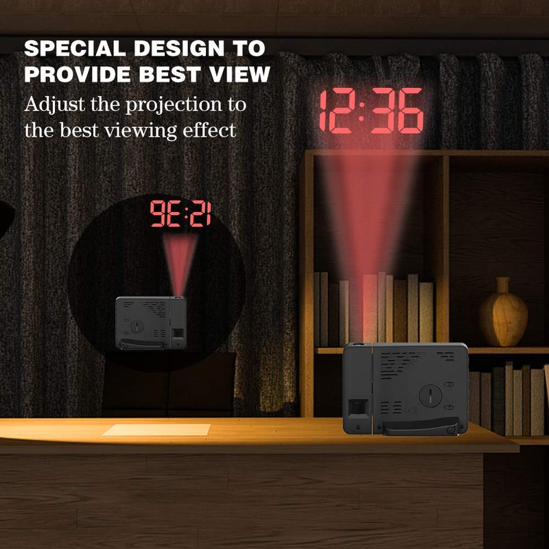 BALDR Projection Alarm Clock, Digital Projector Clock for Bedroom Ceiling,