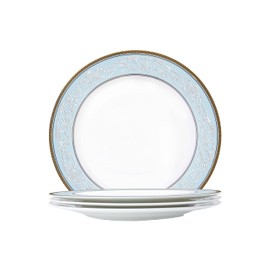 Wpslnwo Fine Bone China Salad Plates Set, 4 Pcs Classic Relief Pattern Gilt Edged High Grade 8" Dessert Plate Appetizer Dish Sets For 4 People