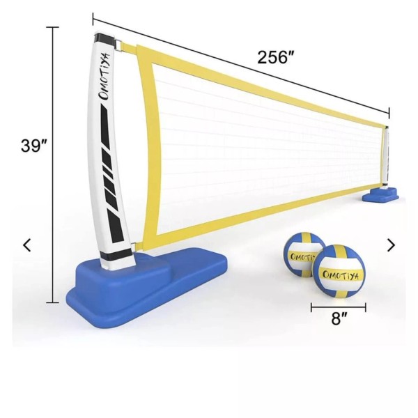 OMOTIYA Pool Volleyball Net Set with Base Net Volleyballs and