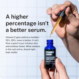 Blu Atlas Suero de vitamina C para hombres, con vitamina C, ácido hialurónico y ácido ferúlico, 16 ingredientes, ilumina y unifica el tono, para todo tipo de piel, 1 onza