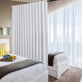 DWCN Patio Sliding Door Curtains - Extra Wide Curtains for Glass Door, Room Divider Blackout Thermal Curtain Panel with Back Tab & Rod Pocket for Bedroom Partition, 100 x 84 Inches, Greyish White