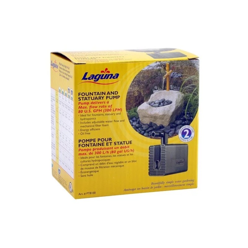 LAGUNA STATUARY & FOUNTAIN WATERFALL SUBMERSIBLE POND PUMP 80 GPH