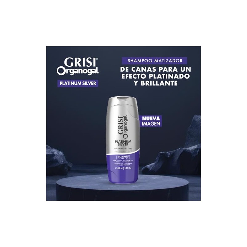 Grisi Organogal Shampoo Silver para canas y cabellos claros, 400