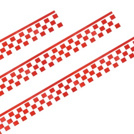 PATIKIL 3 Pcs Car Checkered Decals Stickers, 20 Inch Racing Sports Checkered Stickers DIY Waterproof Decal Decoration Sports Stripe Decals for Car Motorcycle Helmet, Red