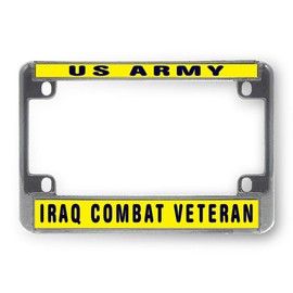 Sign Destination Metal Bike License Plate Frame Us Army Iraq Combat Veteran Motorcycle Tag Holder Chrome 4 Holes One Frame