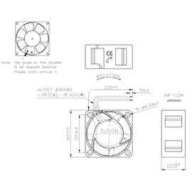 SUNON 24V 0.6W 40x40x20mm 13m³/h 21dBA; Sunon MF40202V21000UA99