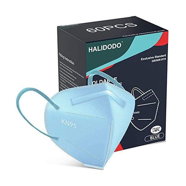 HALIDODO KN95 Face Mask, 5-Ply Breathable Comfortable Safety Mask (Blue)