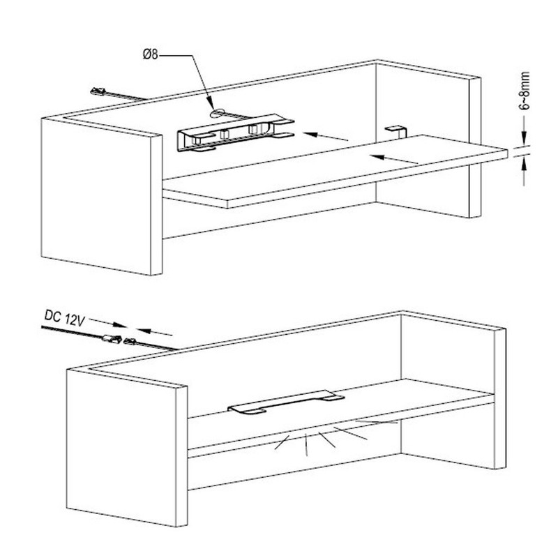 AIBOO LED Under Cabinet Bookshelf Lights Kit for Glass Edge