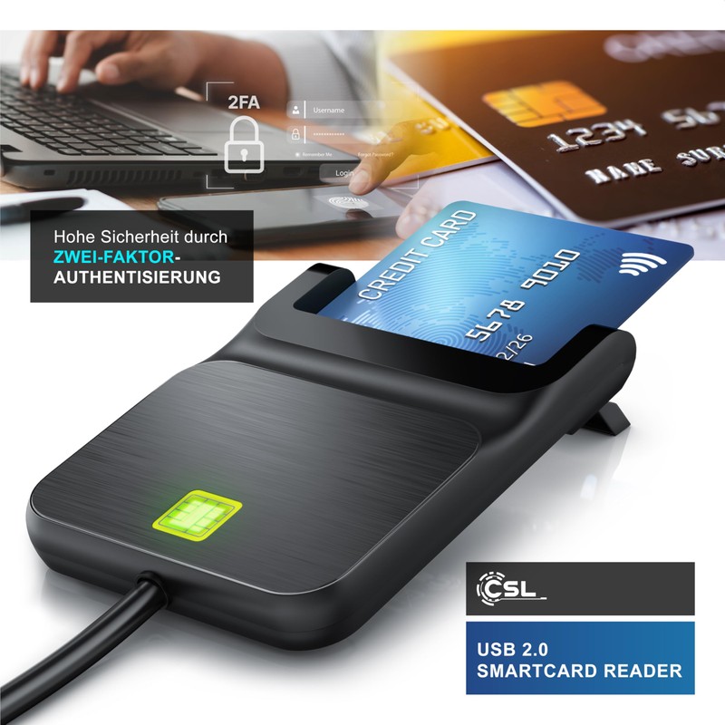 CSL - USB Chipkartenleser - SmartCard Reader/SIM Kartenleser - Plug&Play