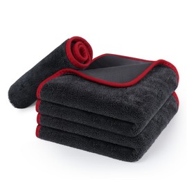 BREENHILL Microfiber Car Drying Towel,600 GSM Double Twisted Loop Detailing Drying Towel, 40 * 60 & 40 * 40 2-Pack Clean Cloth, One-Pass Drying for Cars, Trucks, SUVs, RVs, Boats (Grey, Medium)