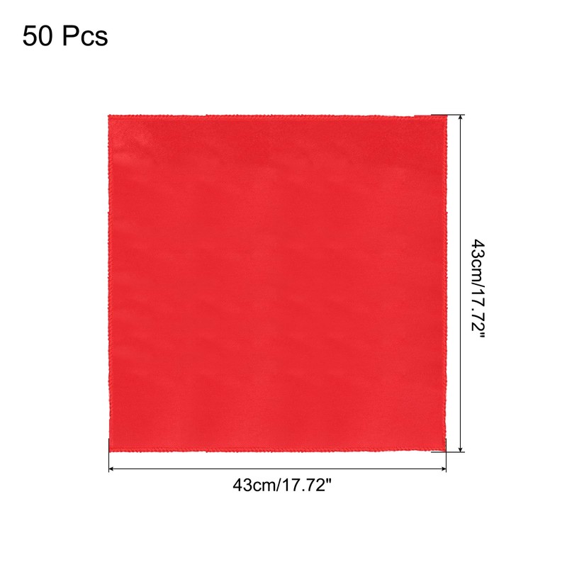 sourcing map 50pcs Red Satin Table Napkins Polyester Square Bright