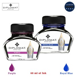 Diplomat Octopus 60ml Ink, Royal Blue, Purple Ink (D41001003, D41001011) Fountain Pen Ink (30ml Each Ink Bottle, 2 Pack)