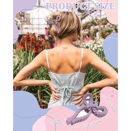 4 PCS Bow Hair Clips Bow Claw Clip for Women Nonslip Large Hair Claw Clips for Thin and Thick Hair Strong Hold Hair Bows (Orange+Blue+Purple+Green)