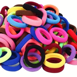 100pcs Small Soft Hair Elastic - Hair Ties Ponytail Holders Hair Bands (Mixed)