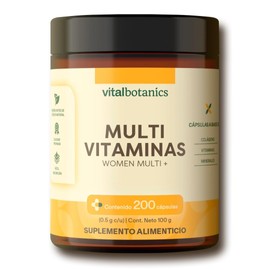 Vitaminas Mujer - Colageno Hidrolizado, Acido Folico, Biotina, Complejo B, Zinc, Calcio y Vitamina D - Multivitaminico Mujer - 200 Capsulas 500 mg Por Porcion - 6 Meses De Suministro - VITAL BOTANICS