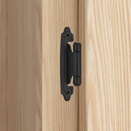 Vallecloud 4 Pack (2 Pair) 3/8" Inset Matte Black Self Closing Cabinet Hinges for Offset Face Frame Semi Concealed Kitchen Cabinet Doors