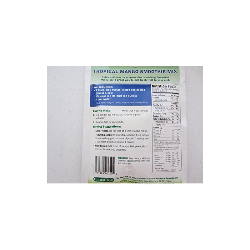 Concord Tropical Mango Smoothie Mix, 1.8-Ounce Packages (Pack of 18