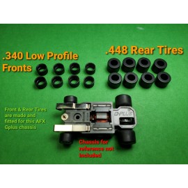 Racer8838 Silicone tires AFX G+ G-PLUS AURORA LOW profile FRONTS & REARS Upgrade Set 16 HO Slot Car tires