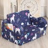 MOMCAYWEX Rainbow Unicorn Kids Sofa, 2-in-1 Kids Couch Fold Out,