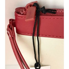 Yves Saint Laurent Beaute YSL tan Beige/Red  Makeup cosmetic Bag Pouch Wrislet