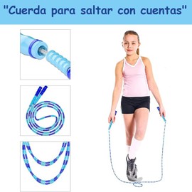 Hirola Cuerda de Saltar con Cuentas, Cuerda de Salto para Ritmo, Cuerda de saltar Portátil, Fitness para Niños, de Nailon Resistente, Longitud Ajustable, Sin Enredos, para Hombres y Mujeres, 9.2 pies