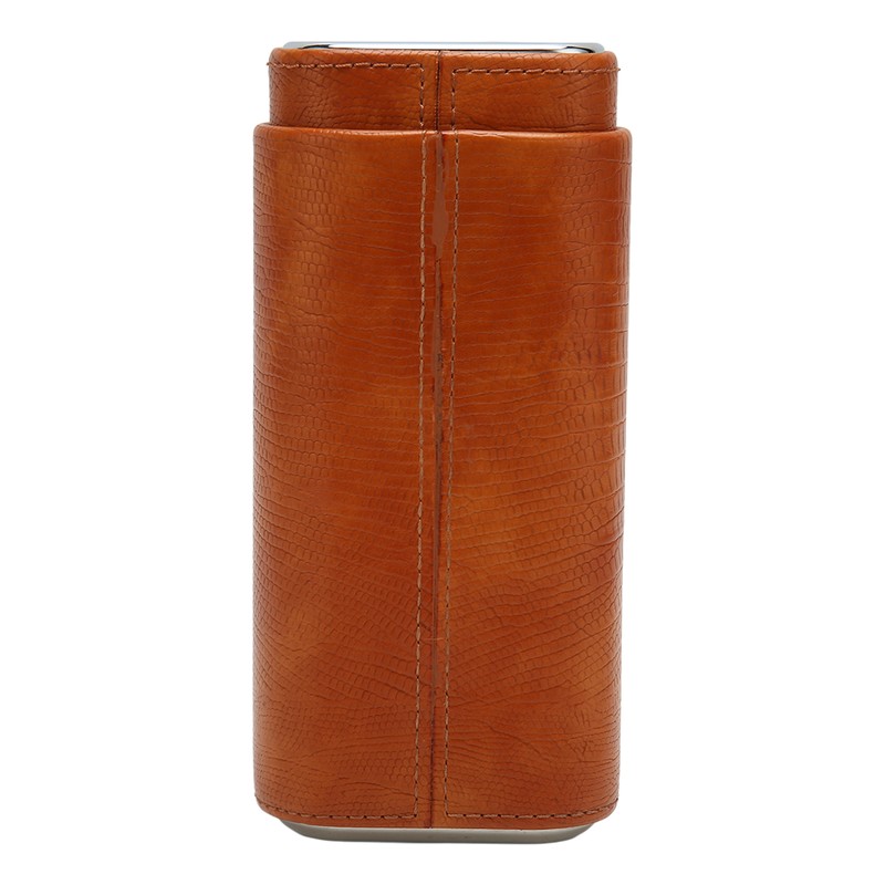 Cigar Case 3 Finger Cedar Wood Lining Portable Faux Leather