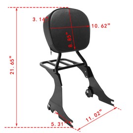 TCT-MT Luggage Rack Rigid Backrest Sissy Bar Fit For Harley 1984-2005 Softail Heritage Springer Fat Boy Classic FLSTC Night Train FXSTB Black 04 94 99 98