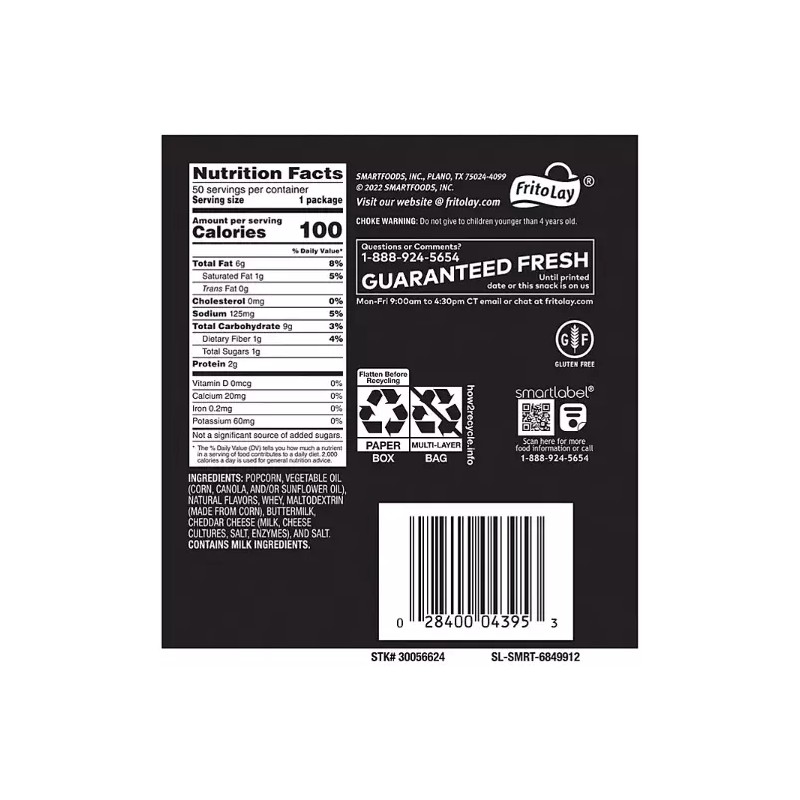 White Smartfood White Cheddar Cheese Popcorn (0.625 oz., 50 pk.)