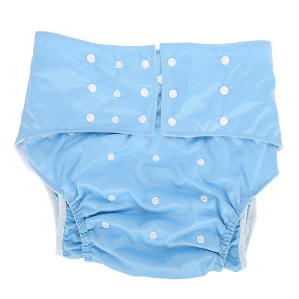Adjustable Washable Reusable Adult Diapers( Light Blue)