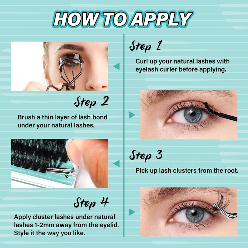 Lash Clusters Kit 200pcs, Eyelash Extension Kit 80D D Curl