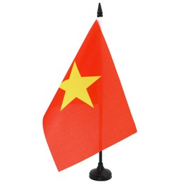 Vietnam Table Flag 5'' x 8'' - Vietnamese Desk Flag 21 x 14 cm - Black plastic stick and base - Drapeau Vietnam AZ FLAG