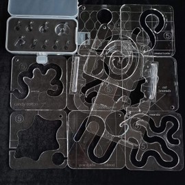 HONEYSEW New Quilting Ruler Free Motion Quilting Template with Quilting Frame (Quilting Frame+10pcs Quilting Template+9ruler Foot)