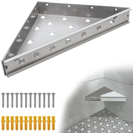 Floating Corner Shower Bench Kit,Custom Corner Bench Seating for Bathroom,Floating Shower Bench Seat,Floating Shelf for Shower Wall Mount Tile Corner DIY Shower Kit for Foot Rest,Shaving,17"x17"x24"
