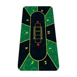 nuveti 63 x 31 Foldable Texas Poker Card Tabletop Layout Portable Anti-Slip Rubber Board Game Mat Poker Table Mat 8-10 Players Texas Hold'em Poker Mat