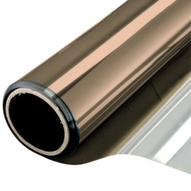 WPCTEV One Way Mirror Window Film Daytime Privacy Heat Control Film Solar Film Non-Adhesive Window Tint for Home and Office Brown & Silver 6 Mil 35.4 Inch x 13.1 Feet