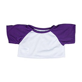 White Tee w/ Purple Sleeves Teddy Bear Clothes Fits Most 14"-18" Build-a-Bear and Make Your Own Stuffed Animals