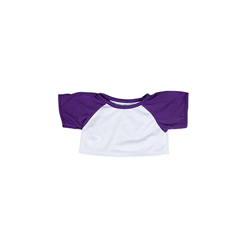 White Tee w/ Purple Sleeves Teddy Bear Clothes Fits Most