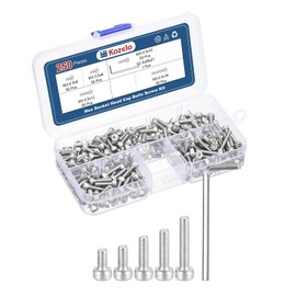 Kozelo 250pcs M3 Socket Head Cap Screws Bolts Nuts Assortment Kit - [M3x6/8/10/12/16mm] 304 Stainless Steel Allen Socket Drive for 3D Printer with Allen Wrench