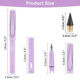 Teouuas Pack of 12 Colourful Eternal Pencils, Inkless Pencils with 24 Interchangeable Tips, Reusable Everlasting Pencil, Infinity Pencil for Writing, Drawing, Painting, Sketching